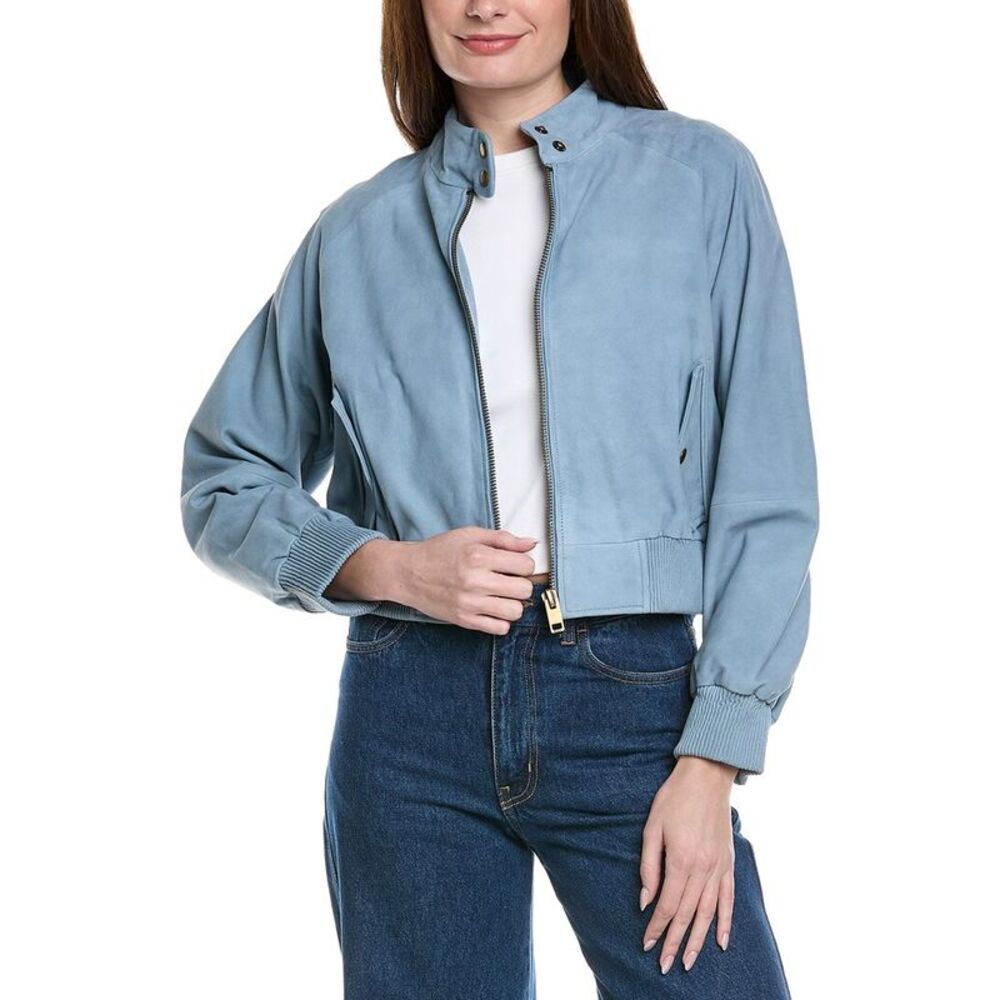 Walter Baker Womens Bowie Suede Jacket, Blue